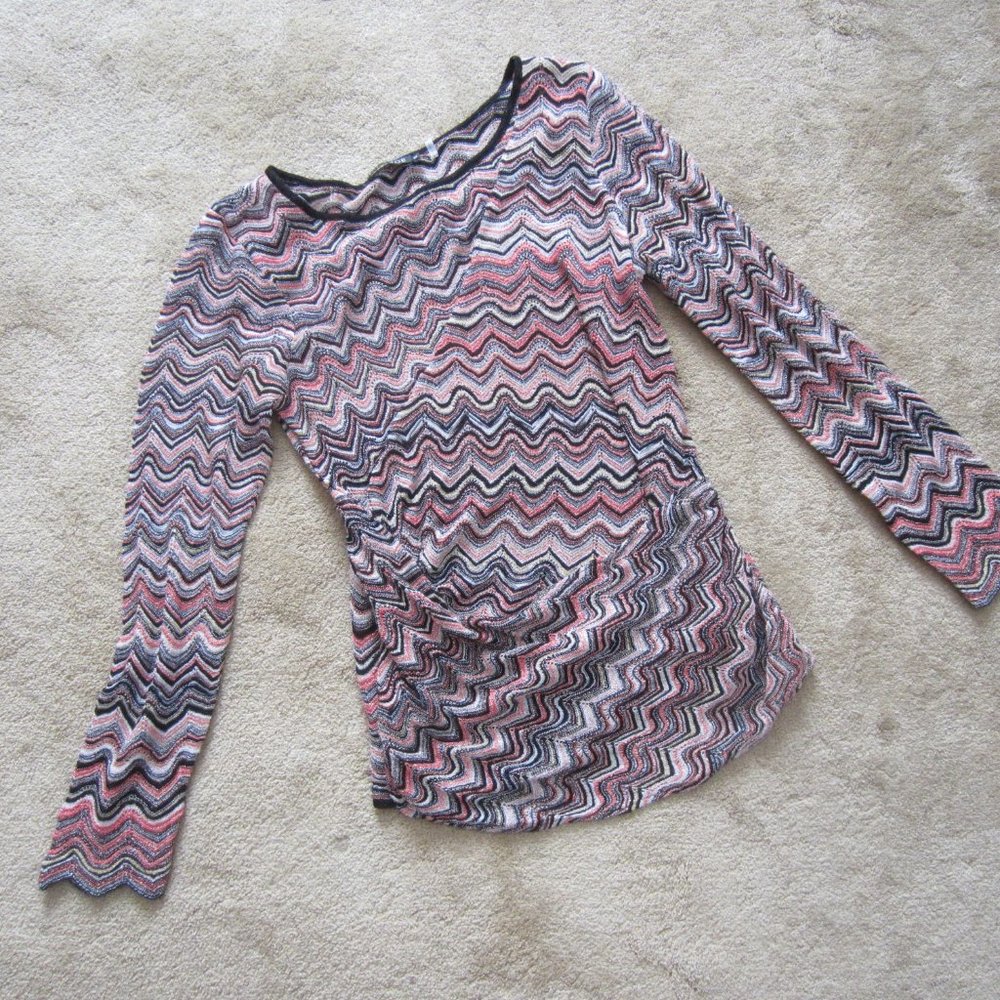 Women's NIC + ZOE Top Size M Sparkly Multi Colors Semi Transparent Draped Wrap